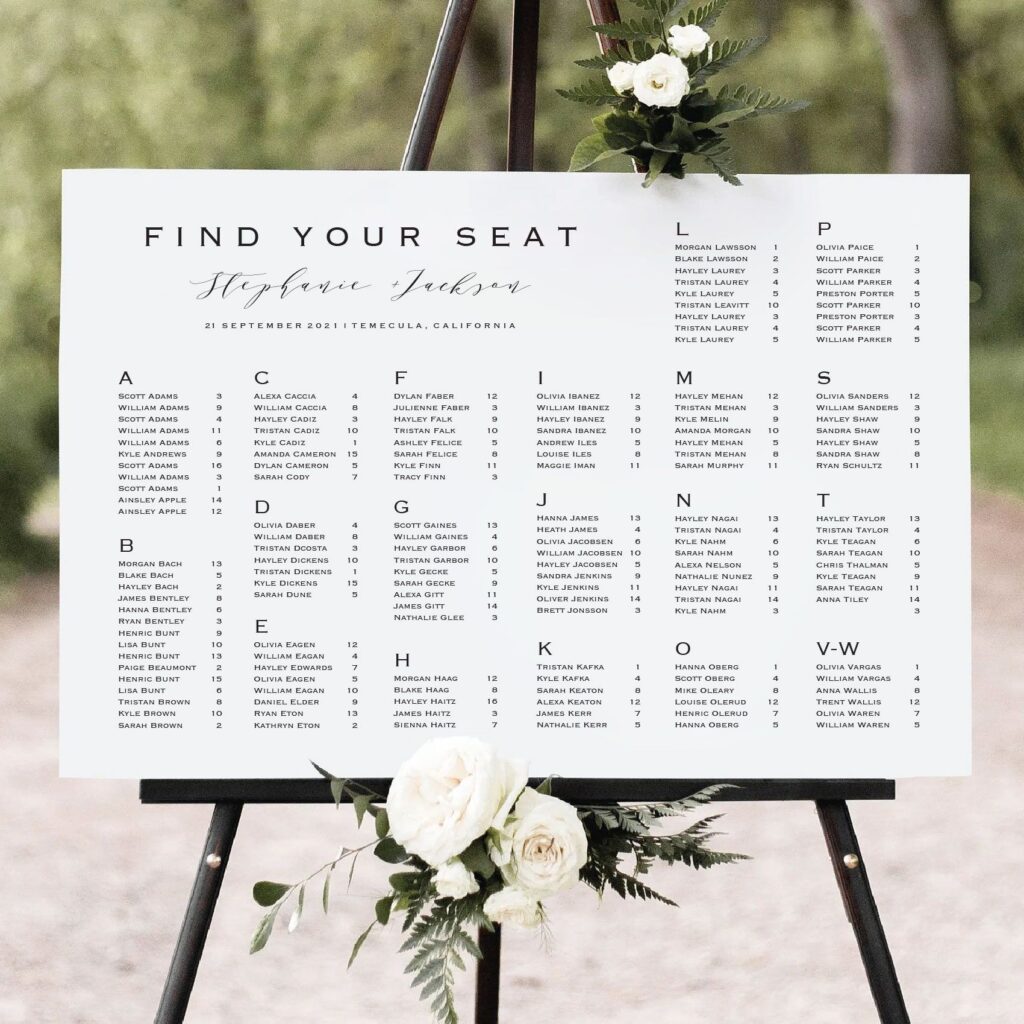 Wedding with a seating chart