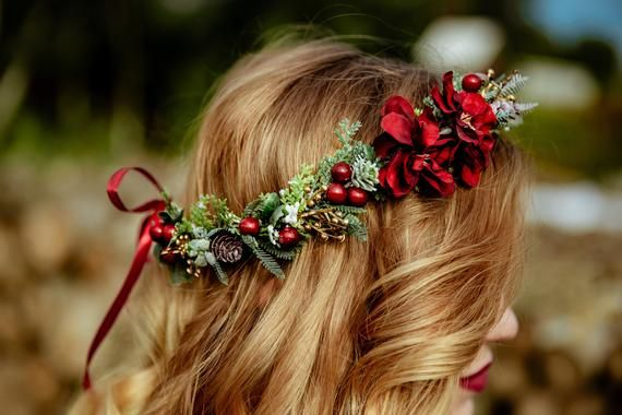 Berry and Floral Wedding Hair Style