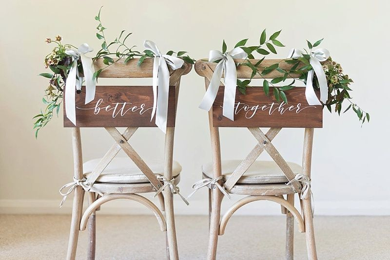 Bride and Groom Wooden Chairs as Creative Wedding Ceremony Decor