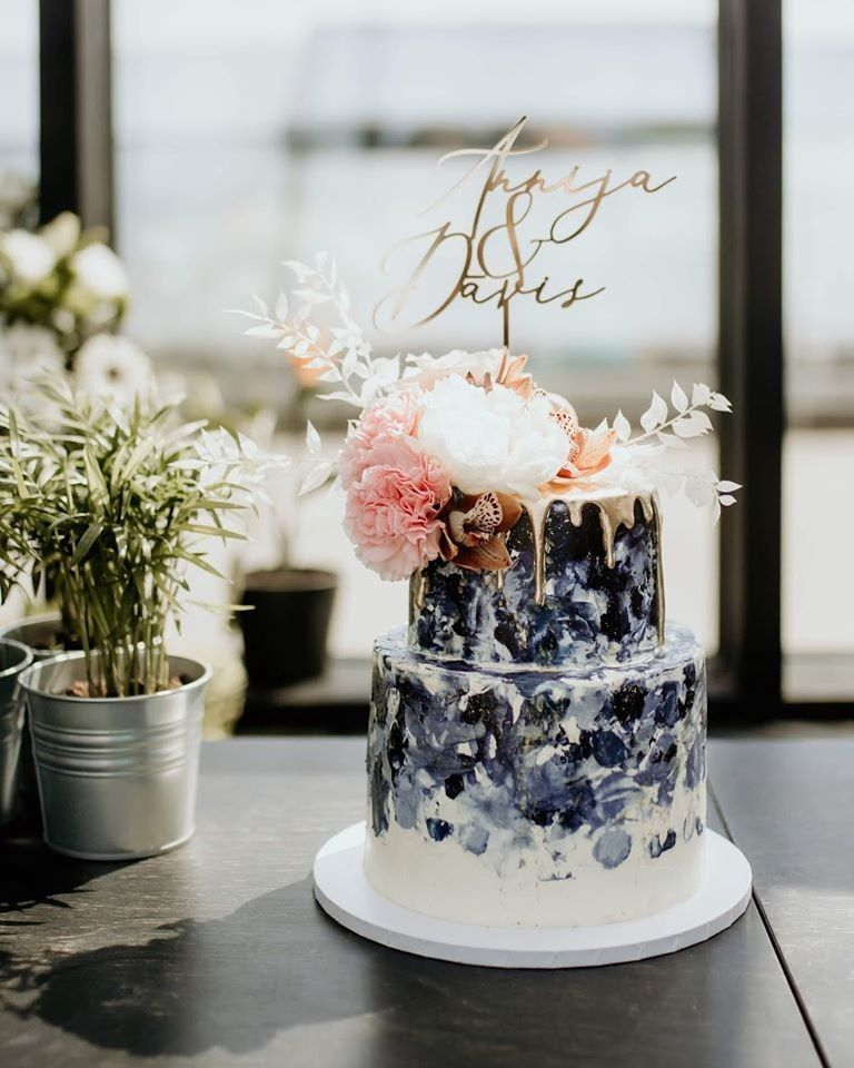 Custom Wedding Cake with Personalized Cake Topper on Etsy